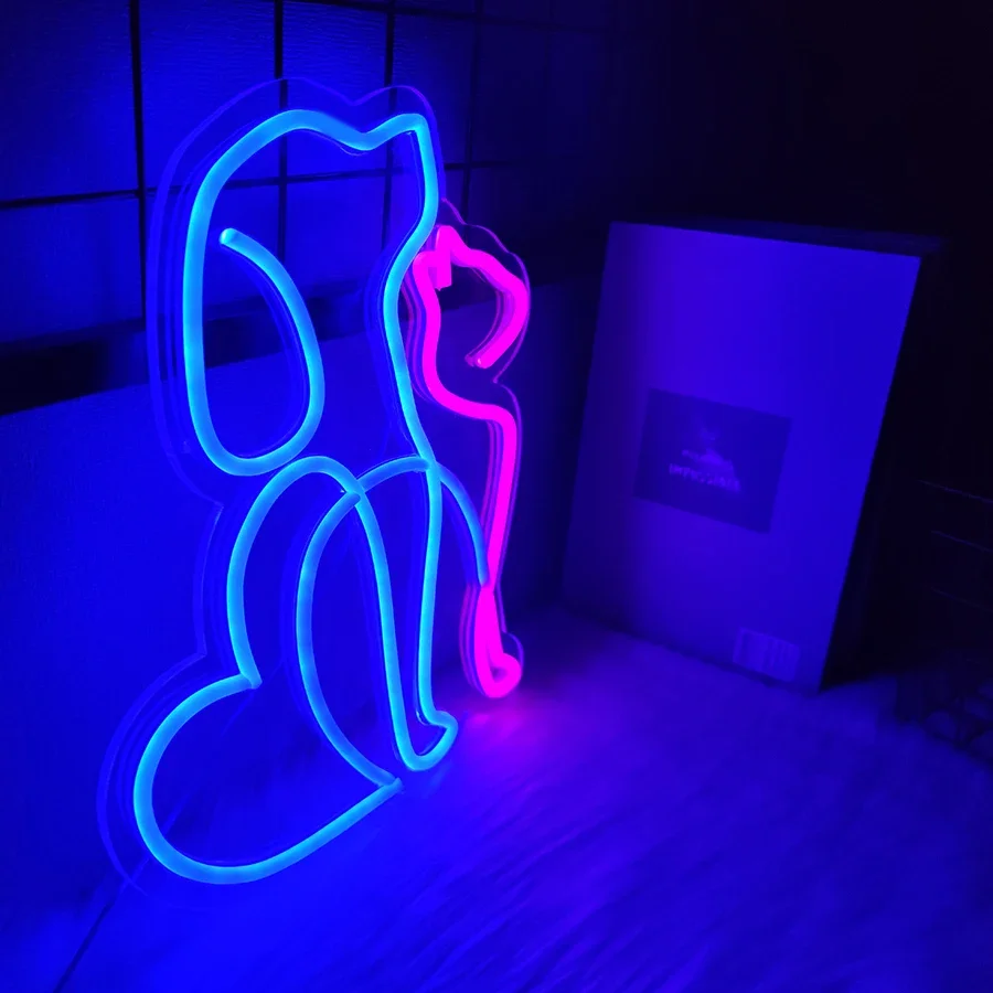 Lovely Cats And Dogs Led Neon Wall Decoration, Animal Signs, Usb Power Supply, Suitable For Pet Shops Who Love Cats And Dogs.