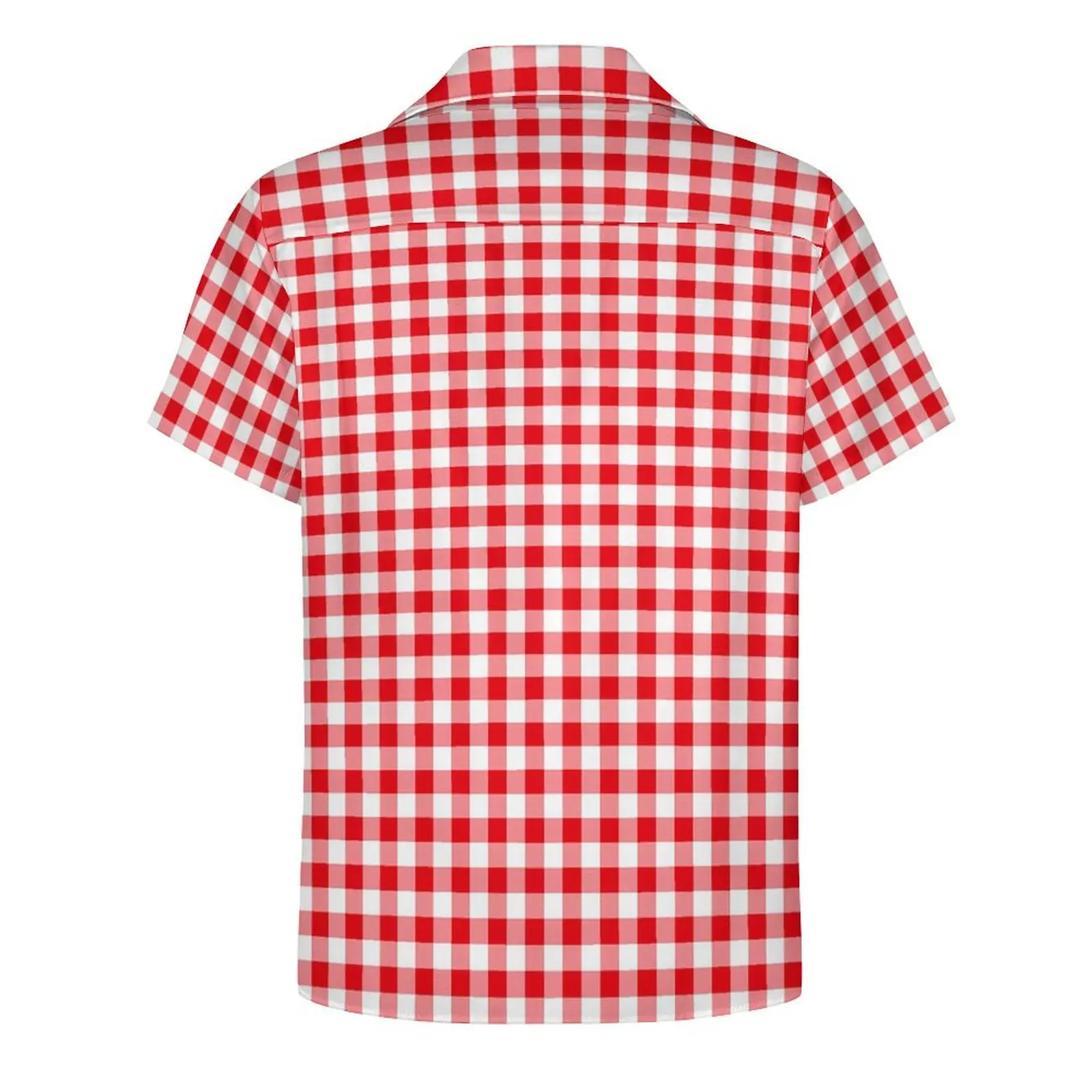 Chemise décontractée à carreaux pour hommes, chemisiers respirants, manches courtes, rouge, blanc, damier vichy, élégant, hawaïen, vacances