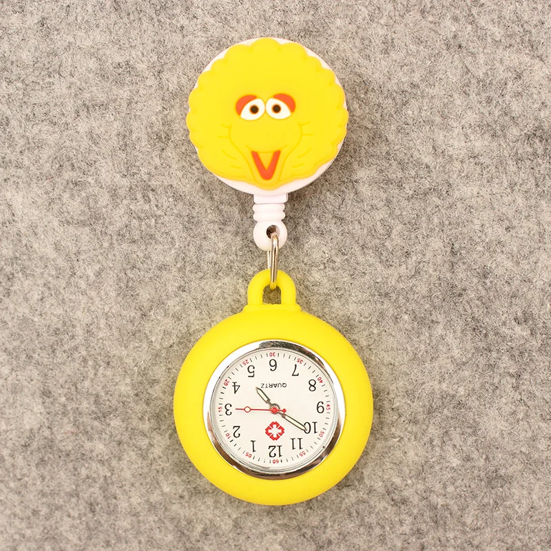 Cartoon Funny Red Blue Bread Boy Style Stretchable Pocket Watch Retractable And With Clip For Men And Women