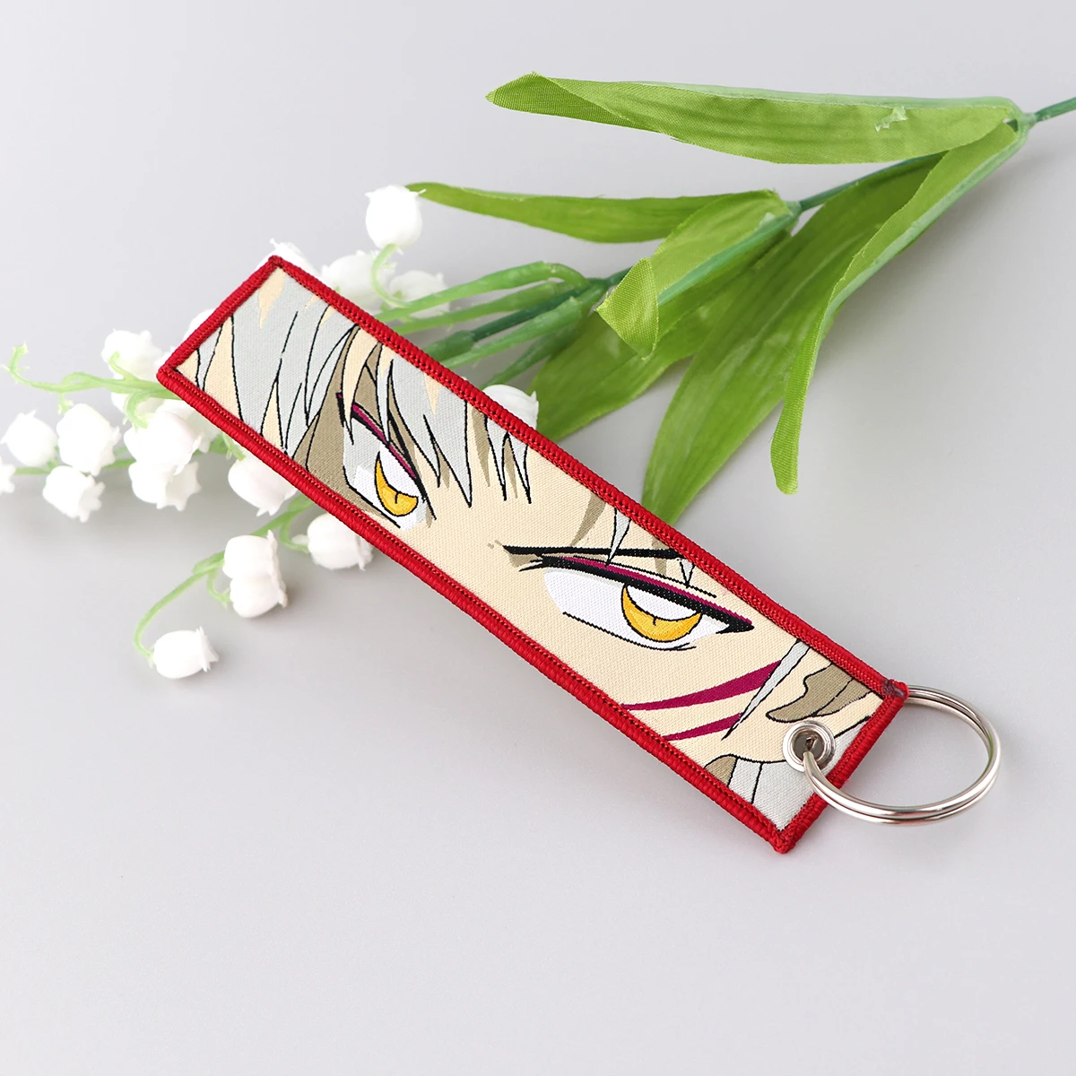 Japanese Anime Key Tag Embroidery Key Fobs Keychain For Women Car Key Ring Holder Chaveiro Jewelry Accessories