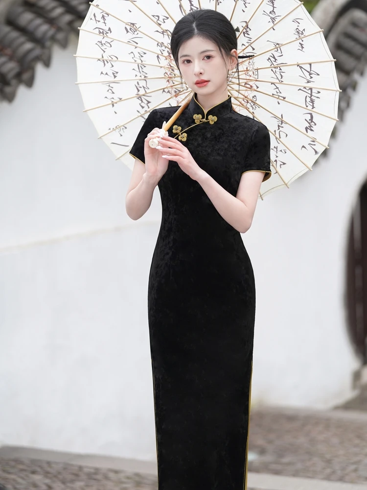 

Новинка: Элегантное черное бархатное платье для повседневной носки, летнее, больших размеров, для мам, из смесового полиэстера и спандекса, с коротким рукавом.