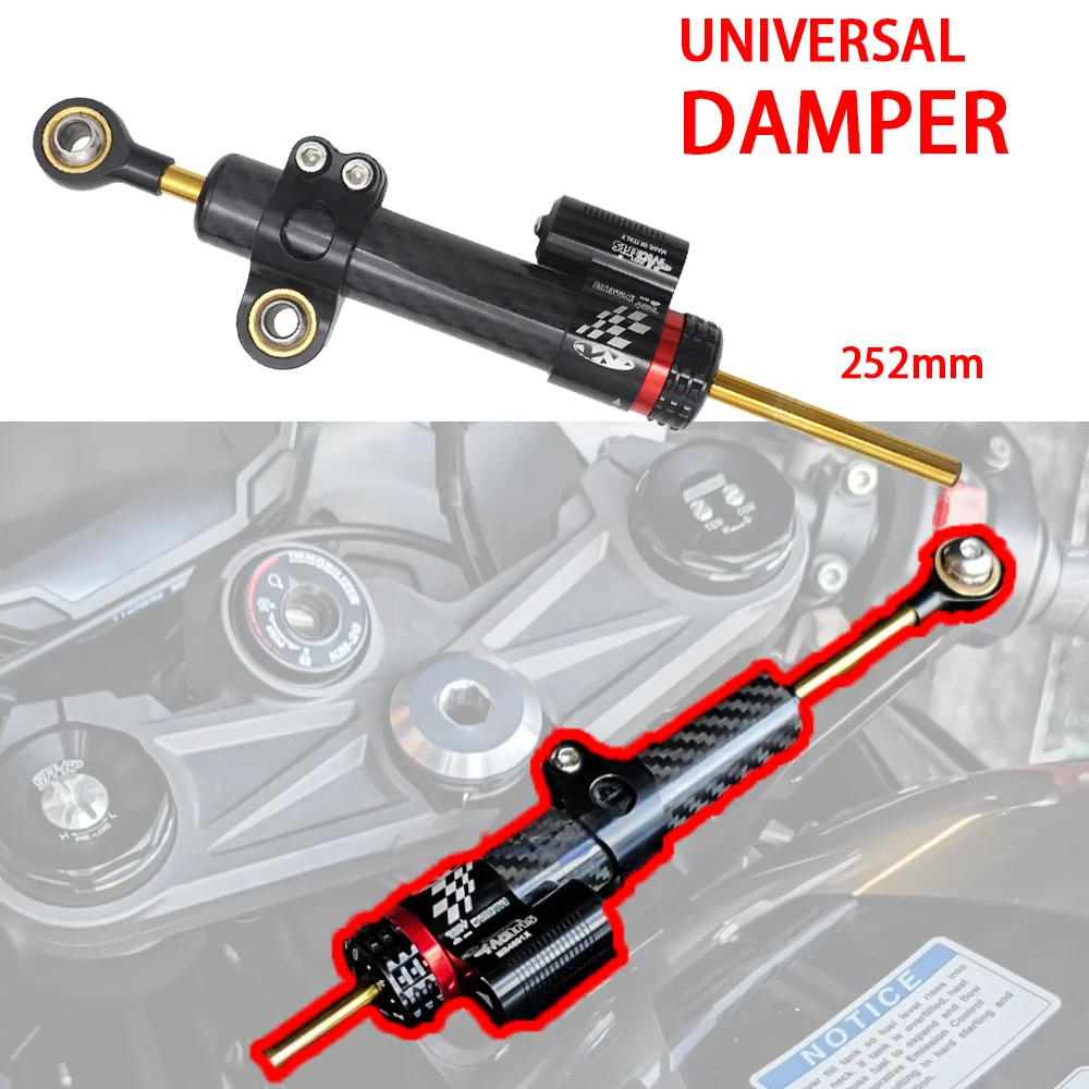 Motorcycle Adjustable Damper Steering Stabiliz 252mm 342mm steering stabilizer for Honda Kawasaki Yamaha Carbon fiber texture