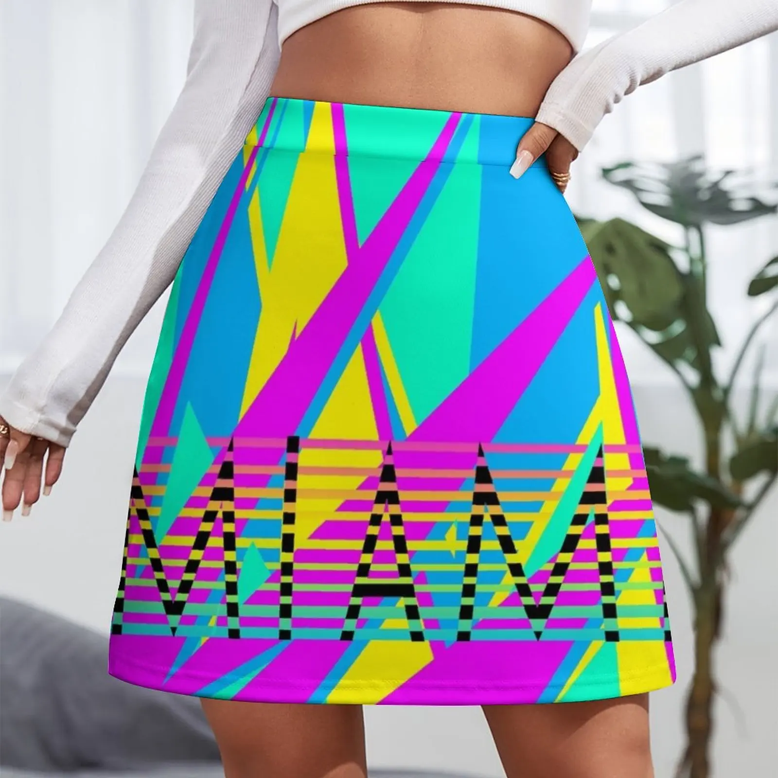 Miami 80s Sharp Neon Colors Retrowave edition Mini Skirt fashion korean clothing Dresses