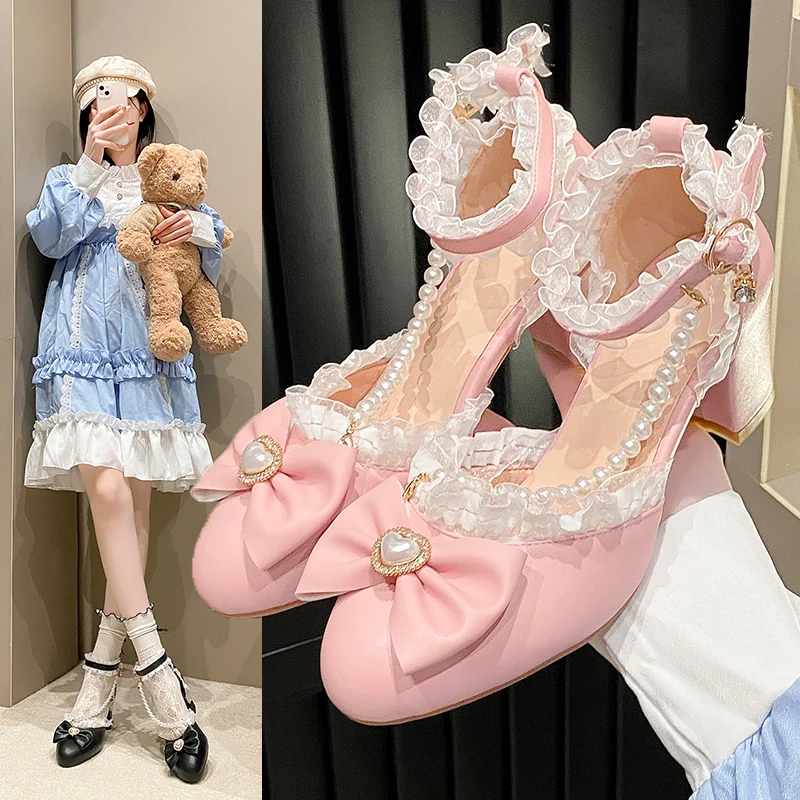 Schattige prinses Lolita sandalen vrouwelijke studenten grote kleine maten hoge hakken zachte meisjes fee schoenen originele LO schoenen kawaii zoet