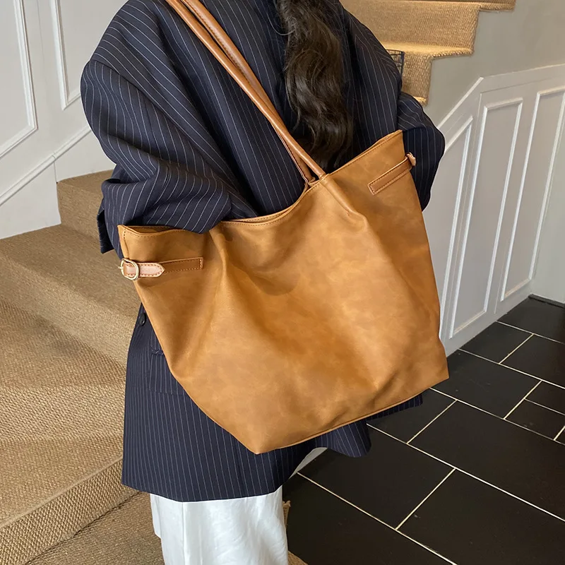 

Осенняя винтажная сумка через плечо 202, просторная женская сумка-тоут подмышками, шикарная пригородная сумка через плечо, минималистичная сумка «день-ночь»