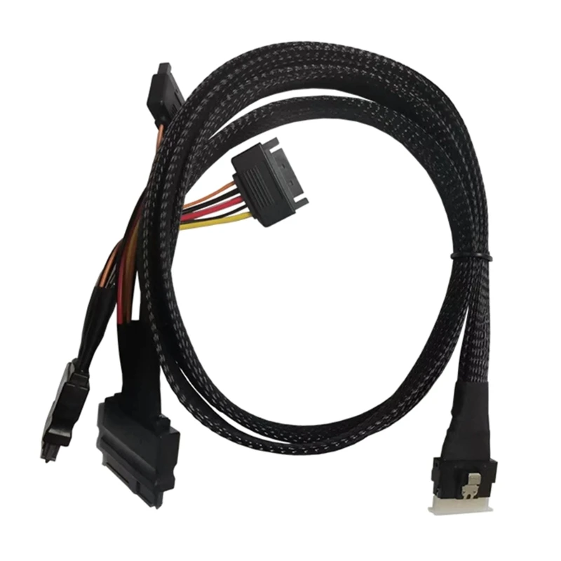 SFF8654(8i) to 2SFF-8639 NVME Adapter Cable,SFF8654 to 2xSFF8639 Interfaces Power Connectors, 80CM for Server Storage