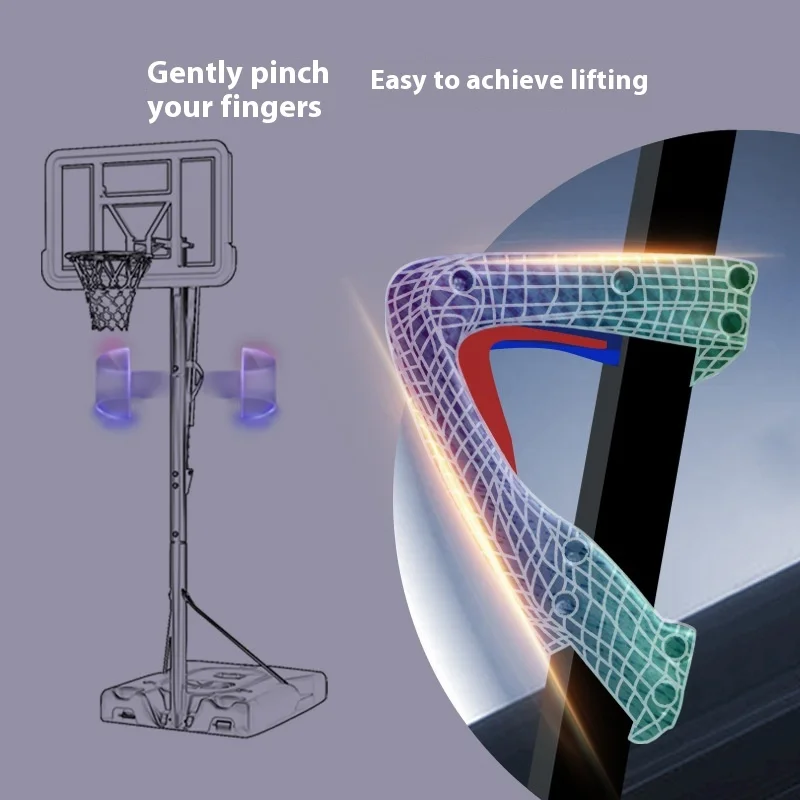 حامل كرة السلة المحمول في الهواء الطلق مقاس 52 بوصة حافة كرة السلة الخلفية