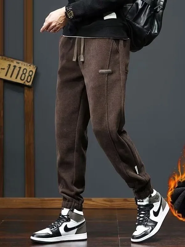 

Мужские вельветовые брюки для отдыха, утепленные флисом, осенне-зимние, в уличном стиле, для подростков, для активного отдыха, рабочие брюки