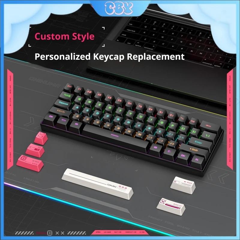 

Механическая игровая Проводная клавиатура Onikuma G55, 61 клавиша, Rgb цвет, светодиодная подсветка, настольный ноутбук, универсальная Водонепроницаемая Abs-материал