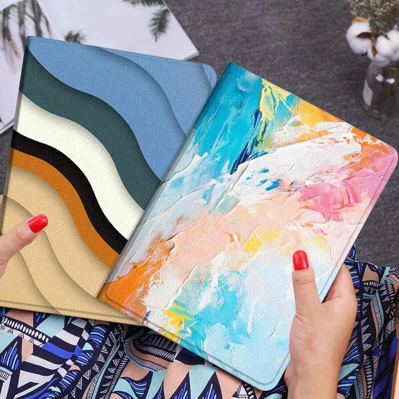 

Colorful Abstract Brushstroke Gift Tablet Case For Lenovo Xiaoxin Legion Pad Tab Pro GT Y700 Gen4 2 11 P11 M10 K10 3rd Plus Gen