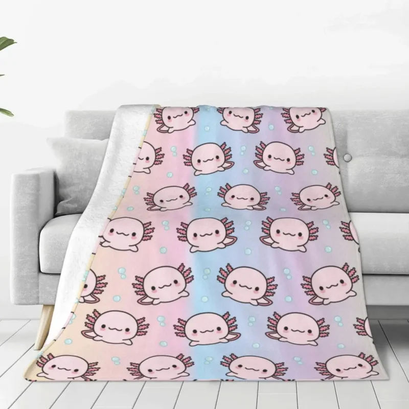 

Cute Axolotl Blankets Flannel Summer Air Conditioning Salamander Animal Multi-function Warm Throw Blankets for Bed Bedroom Quilt