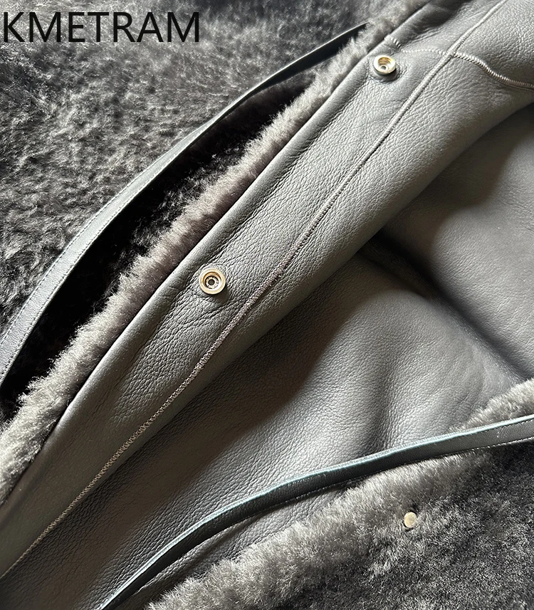 Natural Lagon Wool Sheepskin Double Faced Fur Jacket Woman Luxury Reversible Real Fur Coat with Hood Winter Clothes 2025 шуба