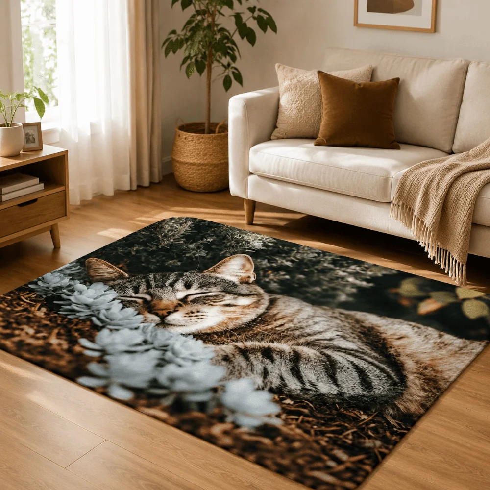 High Quality Non-Slip Cat Puppy Printed Mat Anti-fouling Easy to Clean Home Decor Carpet Cartoon Carpet Living Rooms