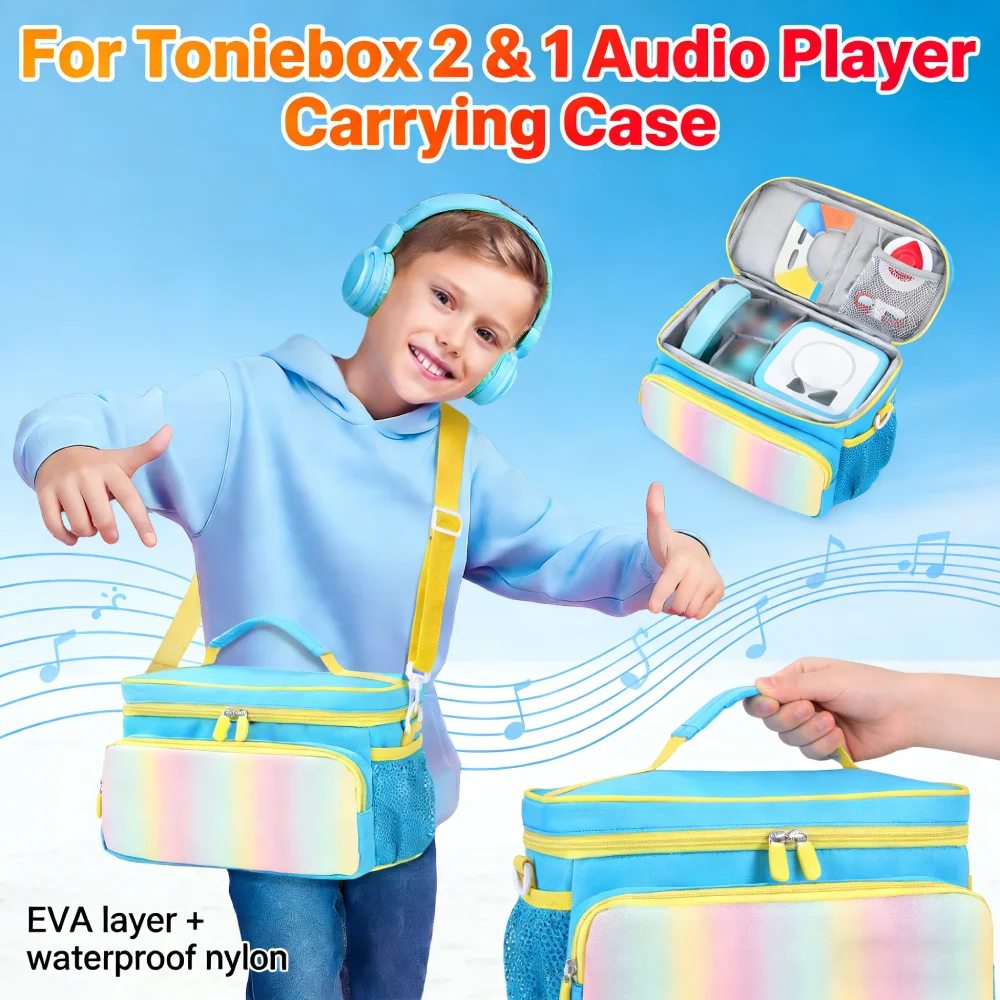 

Сумка для хранения наушников Toniebox 2/1 с плечевым ремнем и ручкой, органайзер для зарядной станции, износостойкий дорожный чехол для хранения