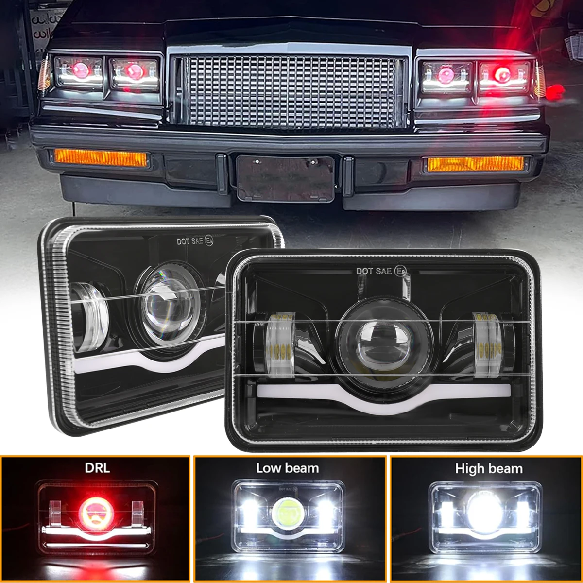 

4''x6" inch LED Headlight for Chevrolet Chevy S10 Pickup Blazer Camaro Cavalier El Camino Monte Carlo H4656 H4651 H6545 H4666