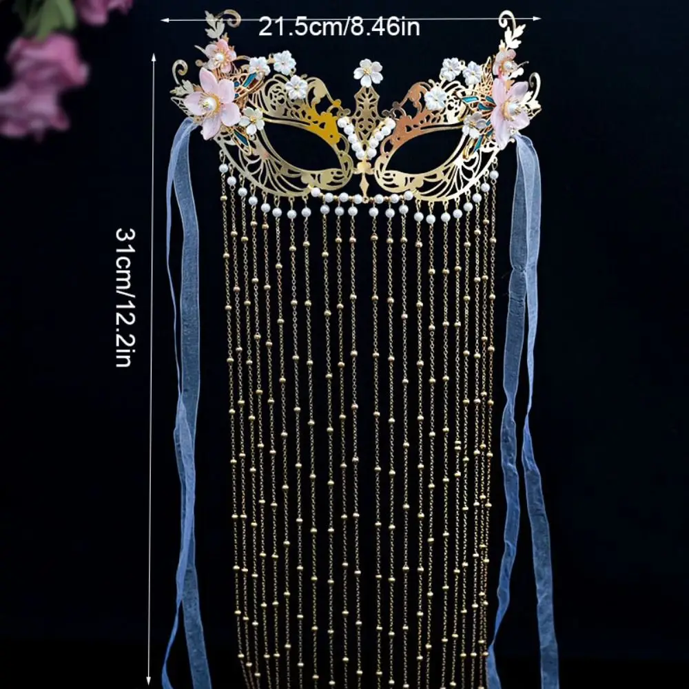 رائعة اللؤلؤ مجهول غطاء الوجه زهرة سبيكة قناع الزفاف النمط الصيني شرابة المرأة الحجاب الغامض الصورة #6