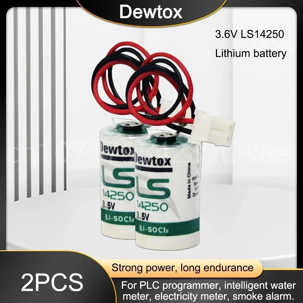 2PCS 3.6V 1200mAh LS14250 Lithium Batteria with Plug for PLC CNC Machine Tools Gas Water Meter LS 14250 SL35 ER14250 Battery