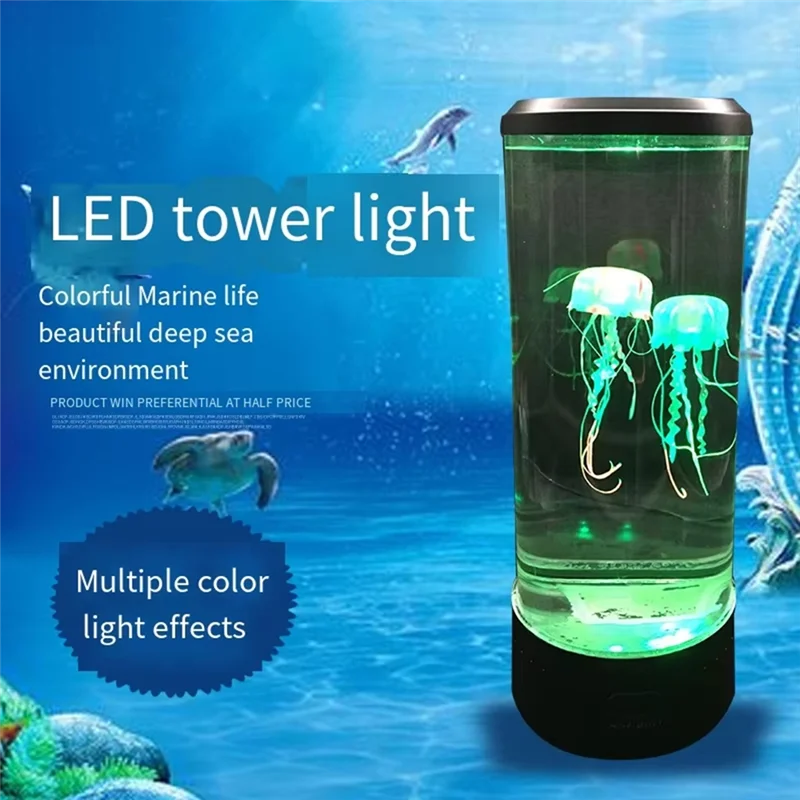 

LED Jellyfish Night Light USB Powered Colorful Lighting Modes For Home Office Desktop Decorative Gifts-AT36