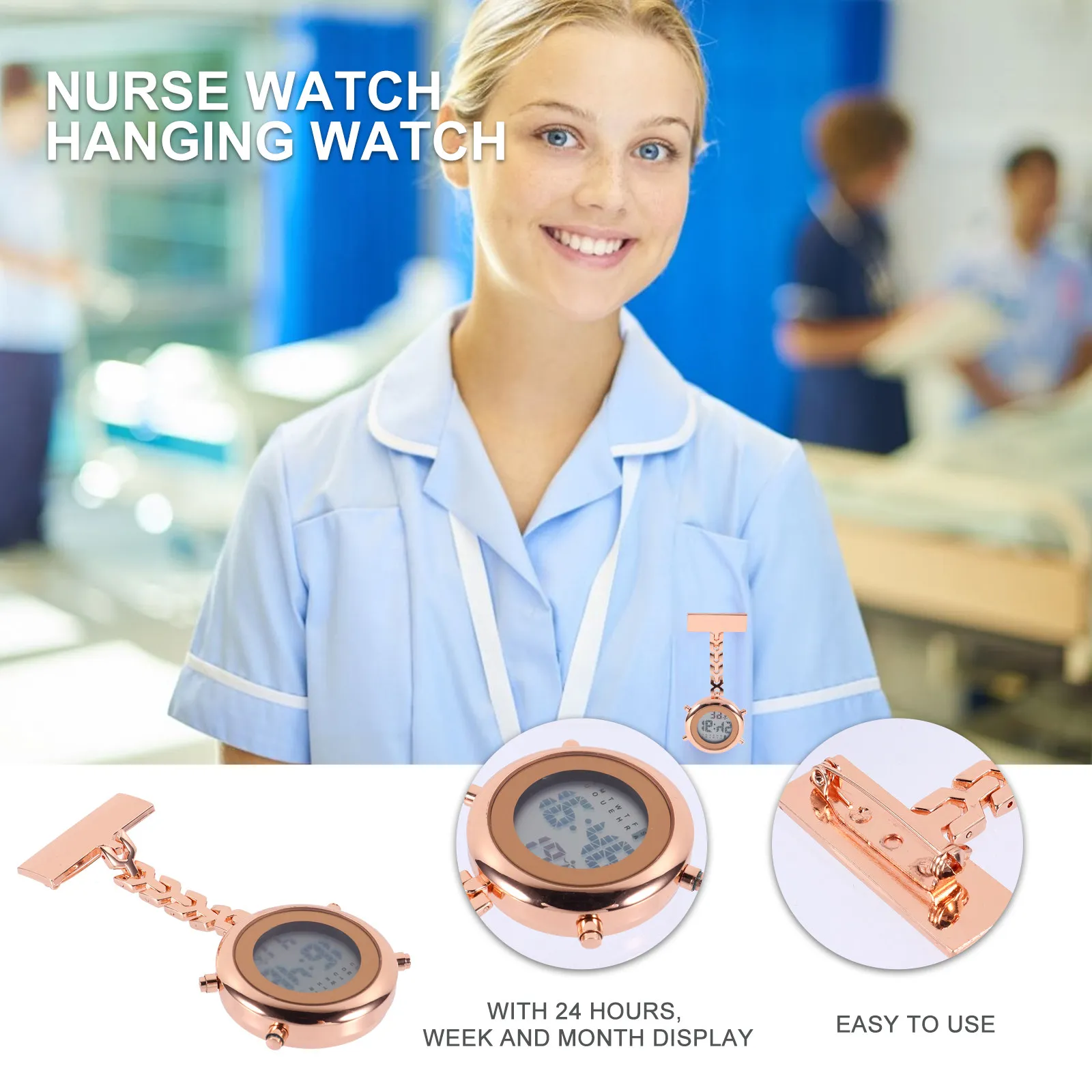 

Прочные электронные цифровые часы из сплава для медсестер, унисекс, с креплением на лацкан, удобные, без пыли, с защитой от пыли