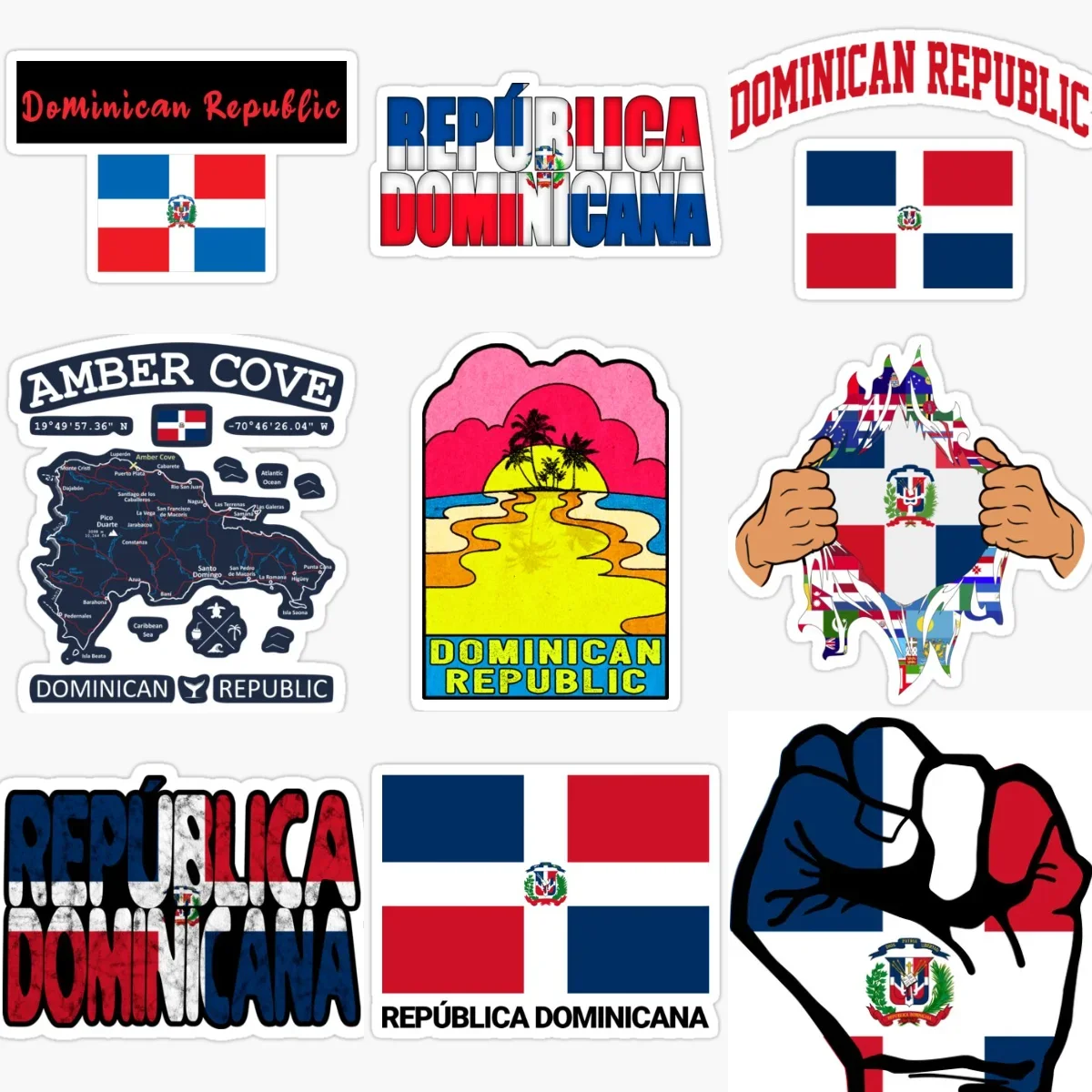

DOM Dominican Flag Map Emblem Creative Stickers for Car Bicycle Wall Motorcycle Room Window Helmet Decoration Accessories