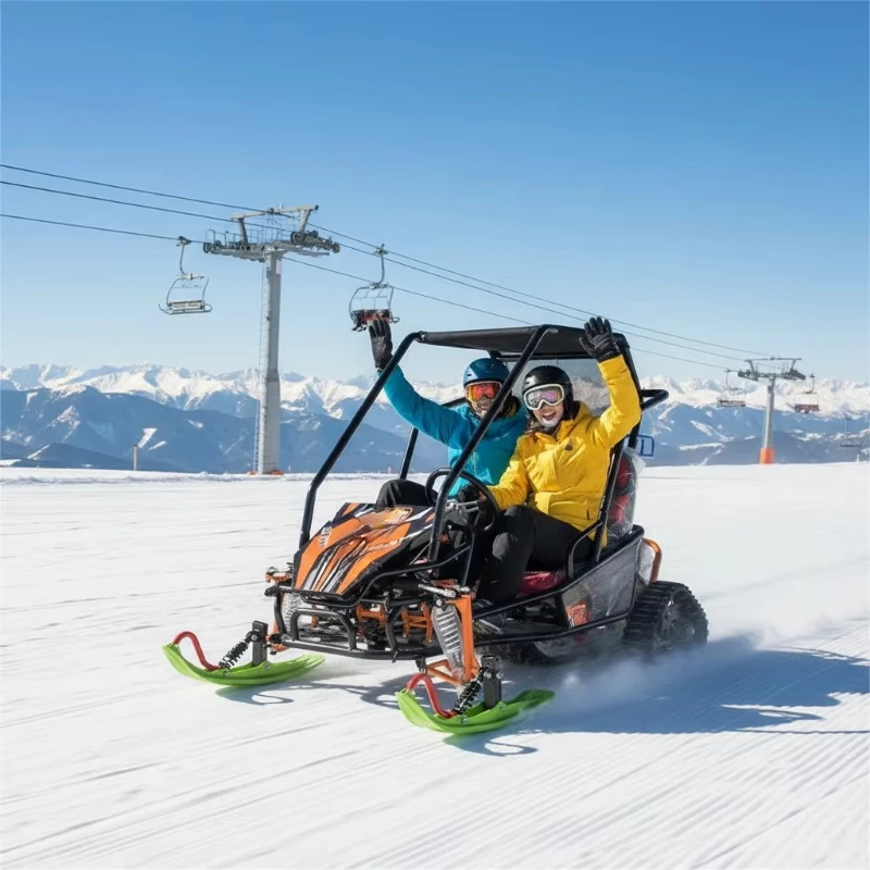 Heavy Duty Steel Frame Double Disc Brake 200kg Load Capacity 48V800W High Torque Two-Seat Electric Snowmobile