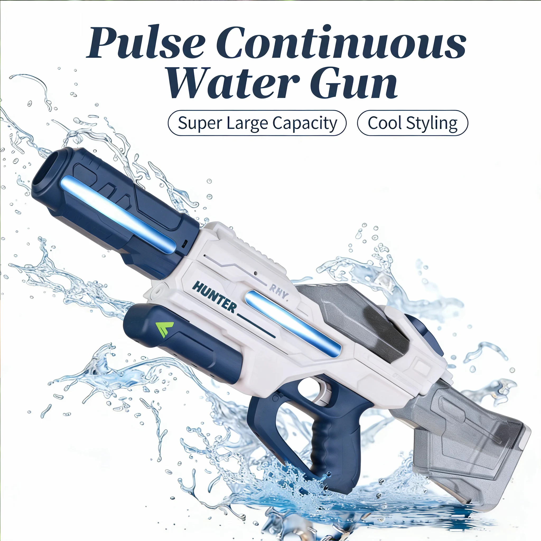 Electric Water Gun Pulse Continuous Firing Watergun Large Capacity Squirt Gun Integrated Manual and Automatic Water Gun Pool Toy