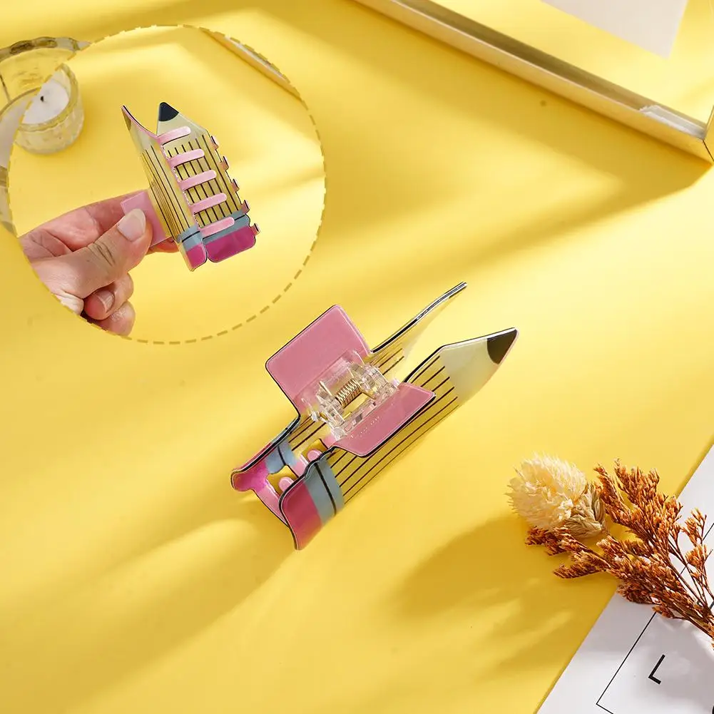 Pencil Claw Clips Pencil Hair Claw Clips Stationery Shape Fun Hair Accessories Back to School Hair Accessories Gift for Tea I8L3