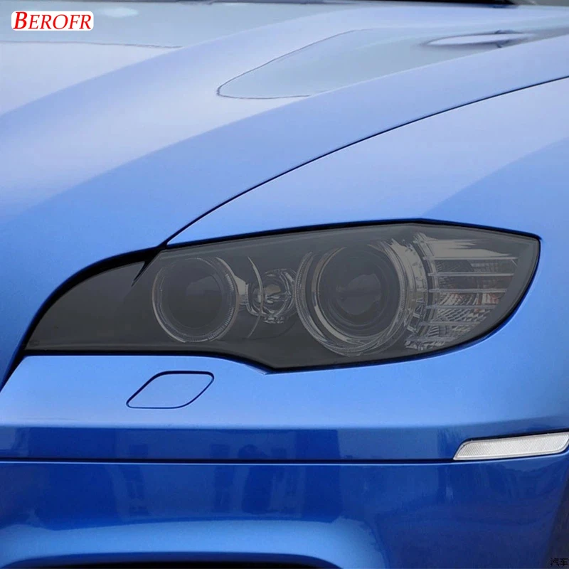 2 Pcs Car Headlight Tint Smoked Black Protective Film Front Light Transparent TPU Sticker For BMW X5 E70 M 2007-2013 Accessories