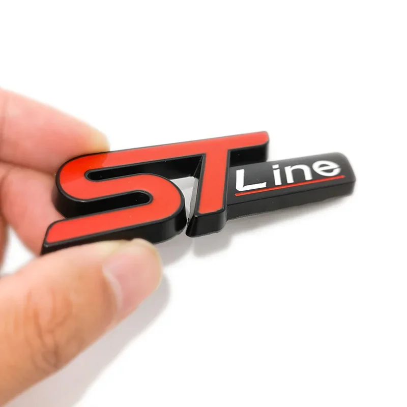 جديد معدن أحمر أزرق ST خط ملصق سيارة رئيس شعار شارة كروم ملصق لفورد فييستا التركيز مونديو السيارات سيارة التصميم #6
