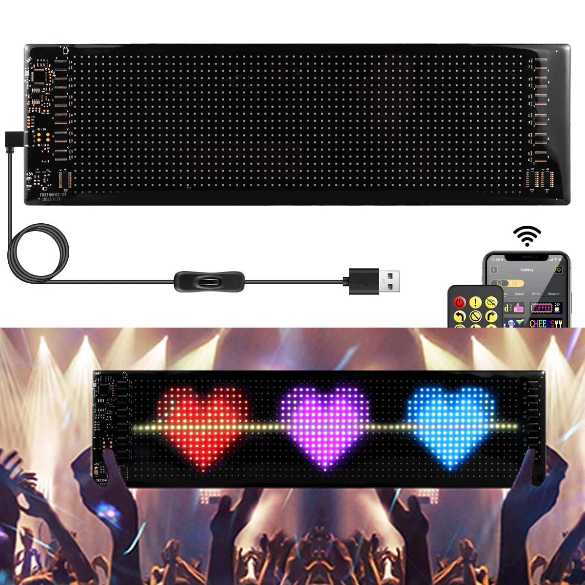 padrao de texto programavel animacao led sign usb 5v bluetooth controle app padrao rgb enderecavel graffiti scrolling publicidade 01