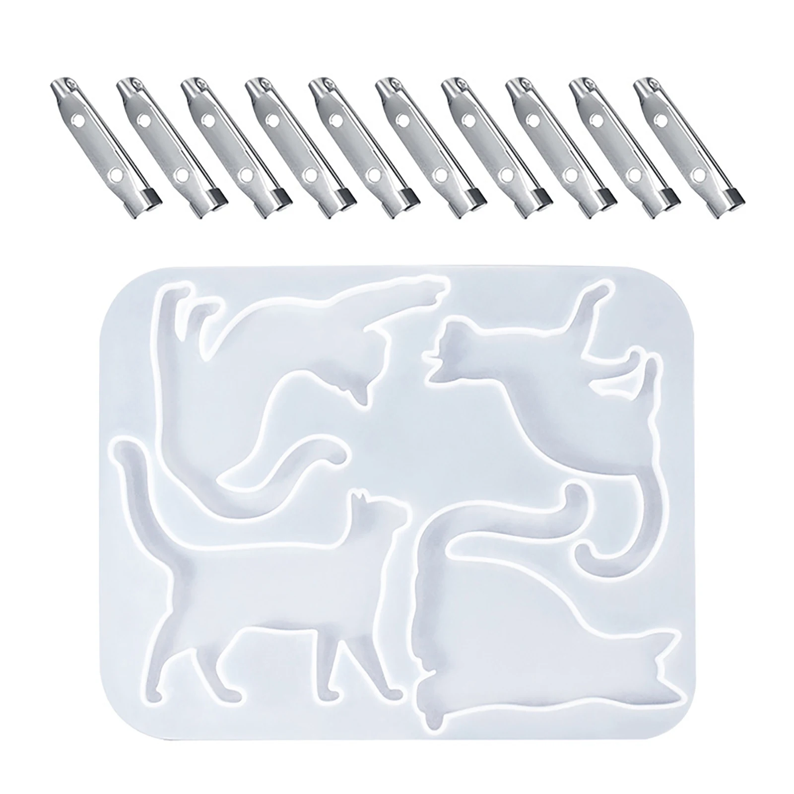 Силиконовая форма, 4 полости, форма из смолы для кошек с 10 шт., брошь, булавка, форма для эпоксидной смолы в виде животных, ювелирные изделия, кулон, формы для литья, сумка, декор для одежды