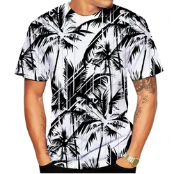 Hawaiian Beach Casual Coconut Tree Graphic T-shirt For Unisex Summer Trend Casual Men Fashion Printed O-neck Harajuku Tees Tops