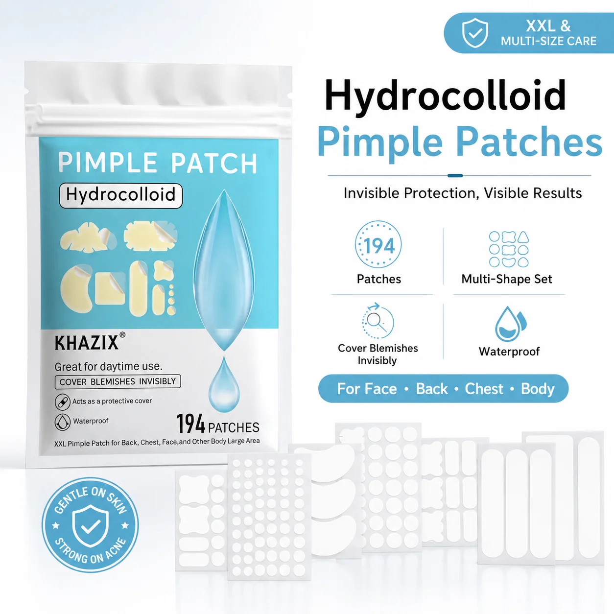 Hydrocolloid Pimple Patch - 194 Adesivos Hidrocoloides para Acne e