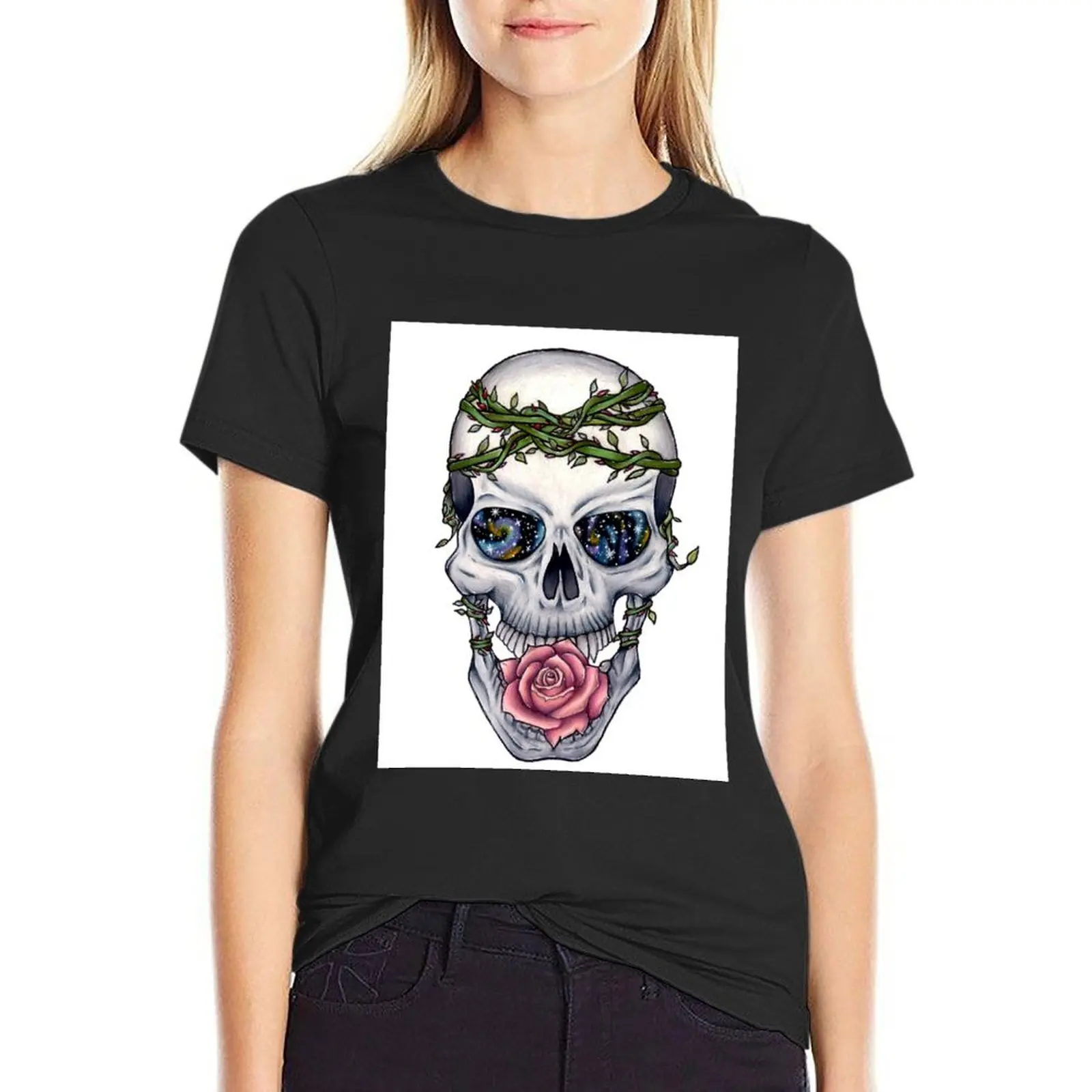 Galaxy Skull T-Shirt Blouse cute tops Womens graphic t shirts