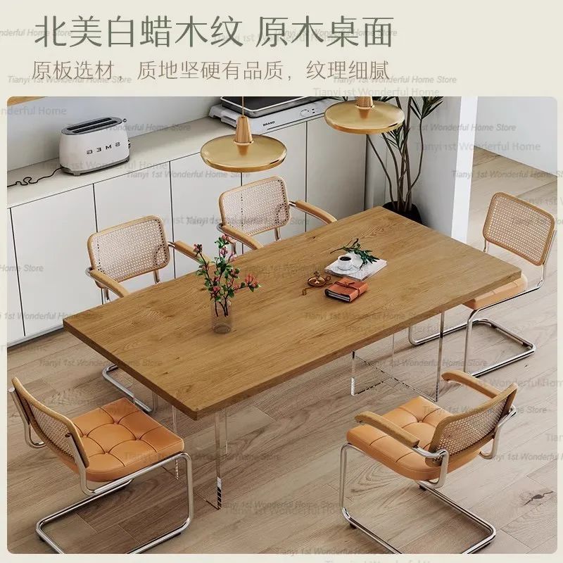 Nordic Luxury Wooden Dining Tables Coffee Acrylic Leg Dining Tables Kitchen Living Room Home Furniture Tavolo Pranzo LLDT