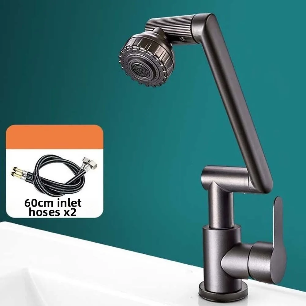 

Universal Robotic Arm Faucet Adjustable Flexible Dual Mode Faucet with Soft Hoses Water-Saving 360°Rotating Bibcock Bathroom