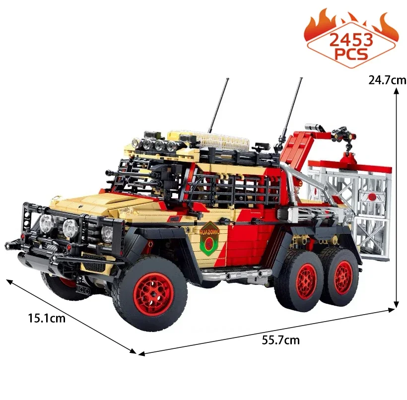 

Jurassic Hunting Car Building Block Creative Expert Dinosaur Capture Off-Road Vehicle Model Technical Brick Toys For Kid Gift