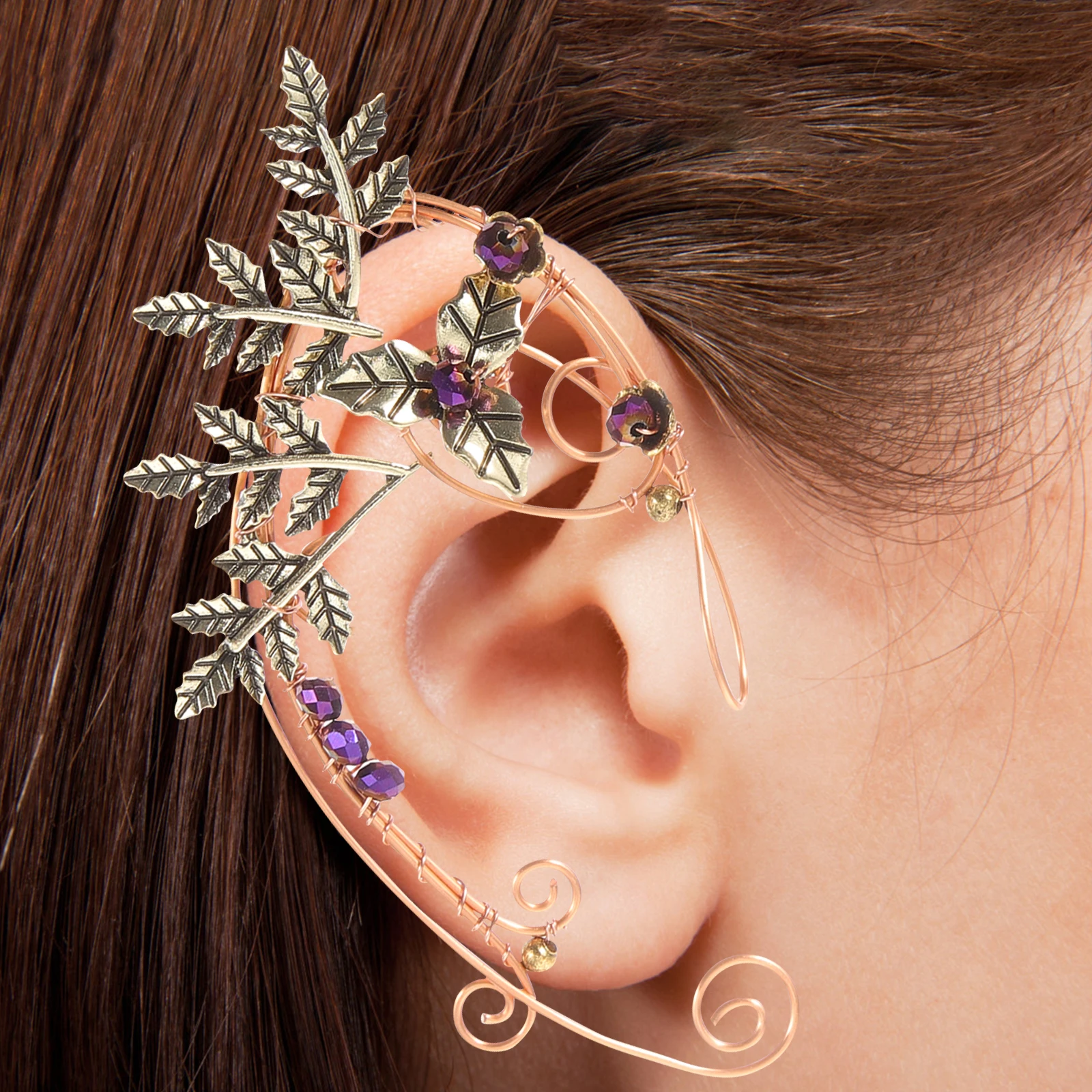 

1 Pair Leaf Clip Earrings Elegant Hanging Earrings Fairy Jewelry Earrings