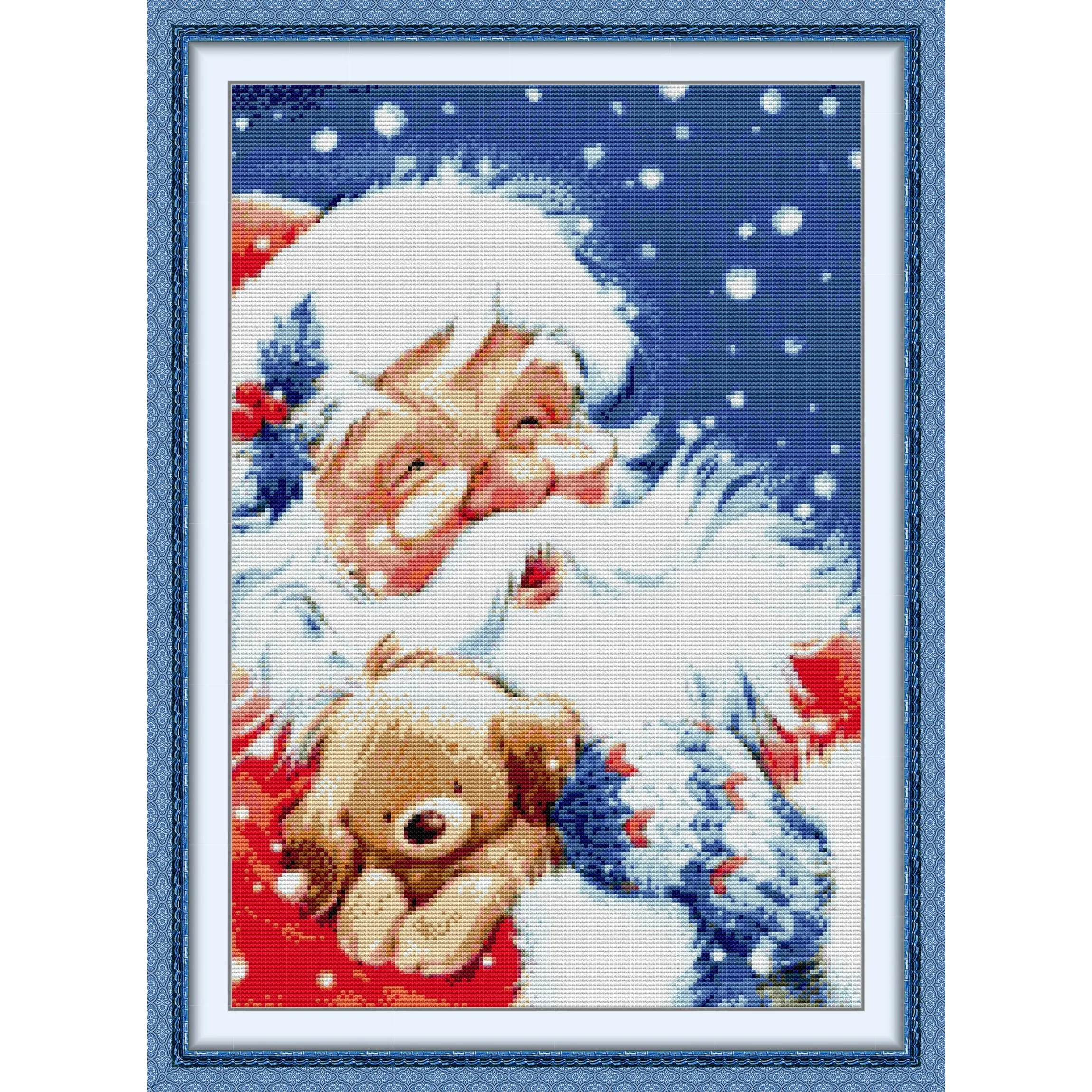 Joy Sunday News Pre-Printed Cross Stitch Kit, Stamped Aida Fabric with DMC Threads, Embroidery Kit - Santa Claus 14