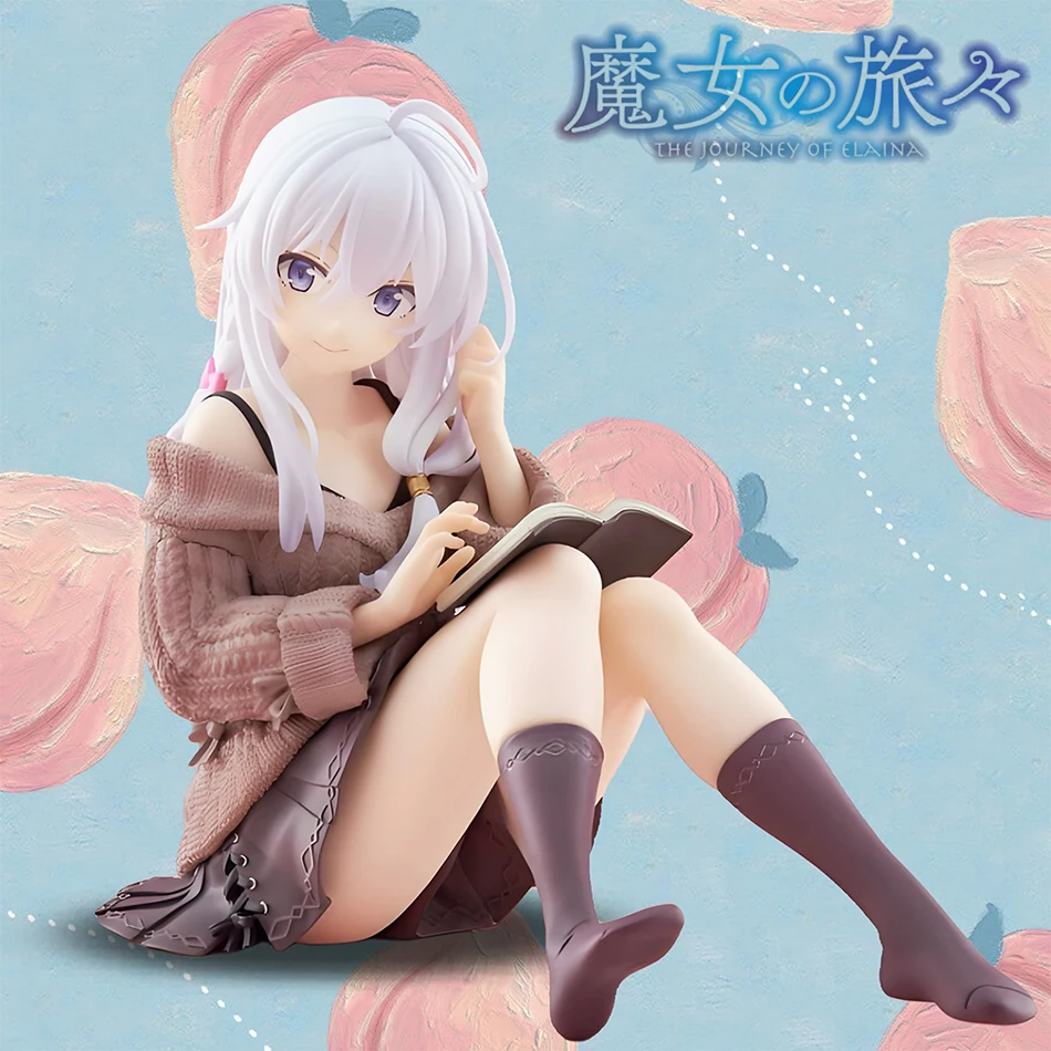 10cm Wandering Witch The Journey Of Elaina Anime Figure Kawaii Cute Knit Sweater Sitting Pose PVC Model Desktop Decoration Gift