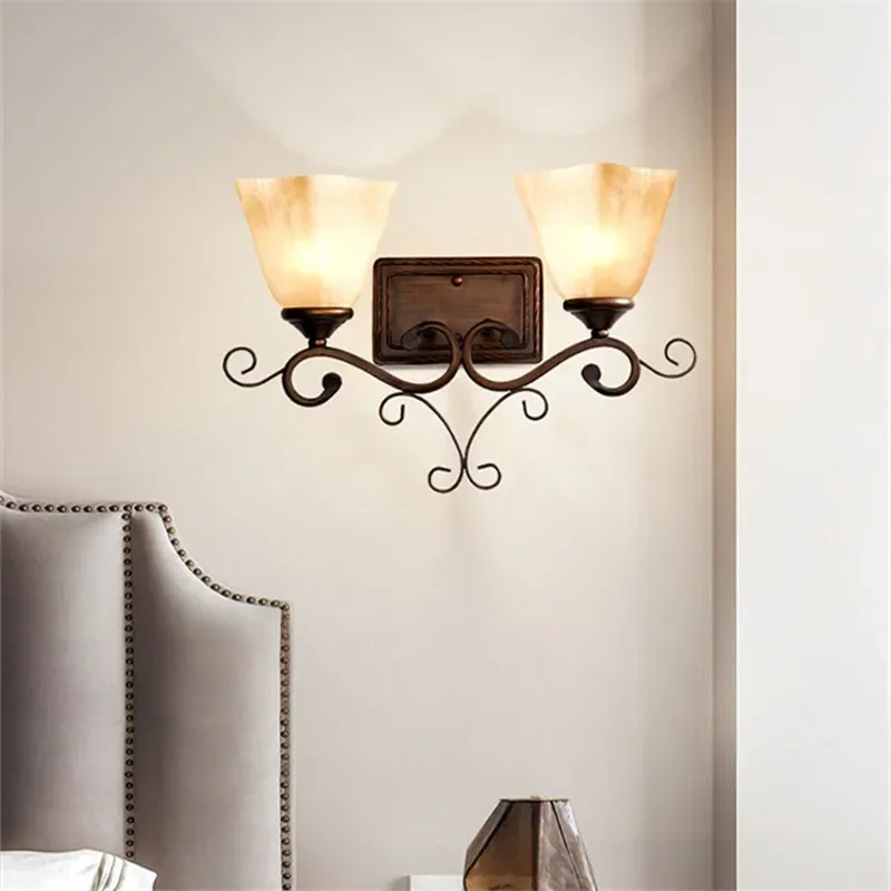 GISELLE  American Retro Wall Lamp European Luxury  LED Living Room Bedroom Study Room Hotel Villa Model Room Aisle Wall Light