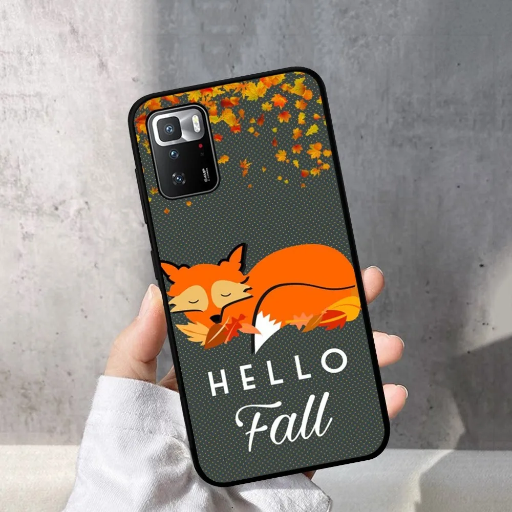 Autumn leaves fall fox pumpkin Halloween Phone Case For Redmi Note 4 X 5 A 6 7 8 T 9 9S 10 11 11S 11Epro Poco M3 pro