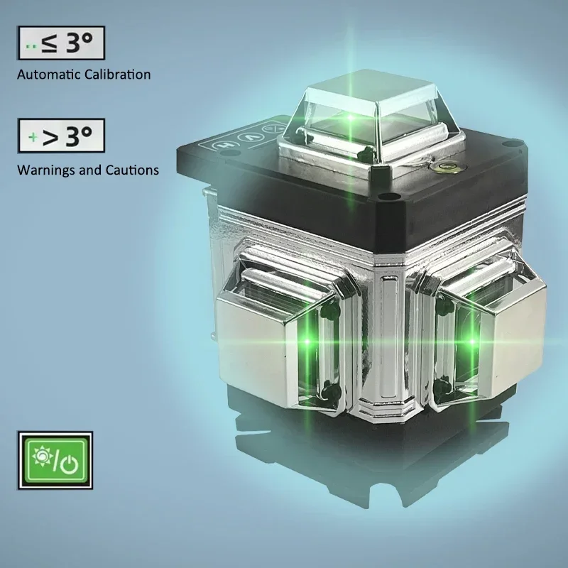 JAUHI 16 Lines 4D Green Laser Level Self-Leveling 360 Degre Horizontal And Vertical Cross Lines Green Laser Line LED Display
