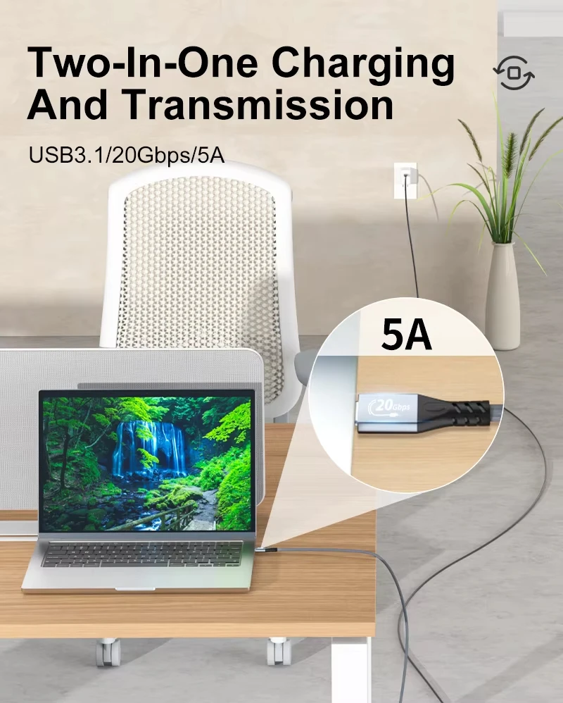 USB C 3.2 Gen 2X2 Cable 4K@60Hz Video Output 20Gbps High Speed Data Transfer 100W 5A Fast Charging for iPhone 16 MacBook Pro