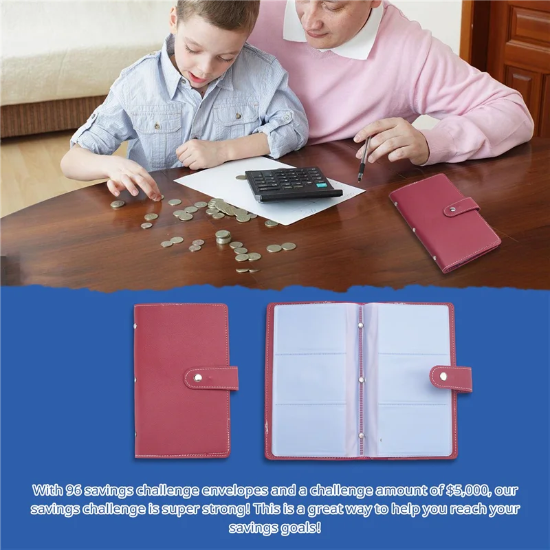 Praktis-96 Buku Tantangan Penghematan Amplop, Pengikat Anggaran Penghematan Uang 96 Amplop, Pengikat Tantangan 96 Amplop
