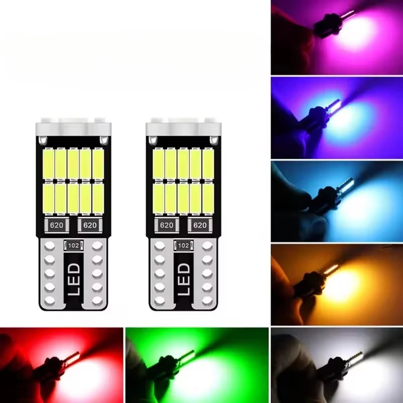 2-6pcs T10 W5W 194 501 Led Canbus No Error Car Interior Light T10 26 SMD 4014 Chip Pure White Instrument Lights B