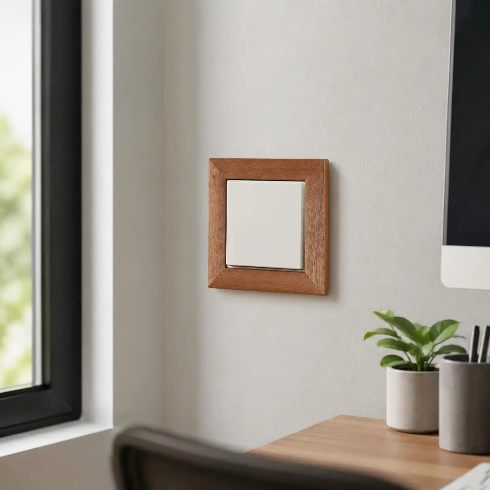 Solid Wood Switch Wall Frame Covering Wooden Socket Wall Frame Low-Profile for Hallway, Living Room, Modern Minimalist Rooms