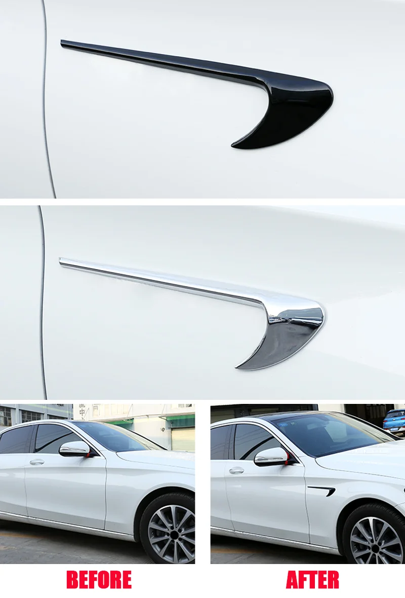 Auto Fender Side V8 BITURBO 4MATIC Abzeichen Emblem Logo Set Chrom Schwarz Für Mercedes Benz C63 E63 G63 C-Klasse – Detail 4