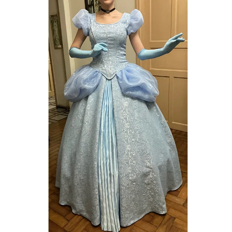 Top Quality Cinderella Cosplay Costume Princess Dress With Butterfly Lace Up Corset Evening Halloween Party Clothing