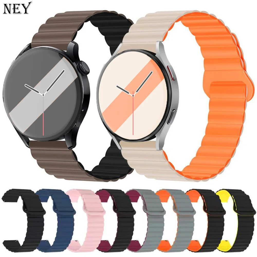 Magnetic Loop For Samsung Galaxy watch 6/5 pro/4/Classic/active 2 20mm 22mm band Silicone link bracelet huawei GT 2-2e 3-4 strap